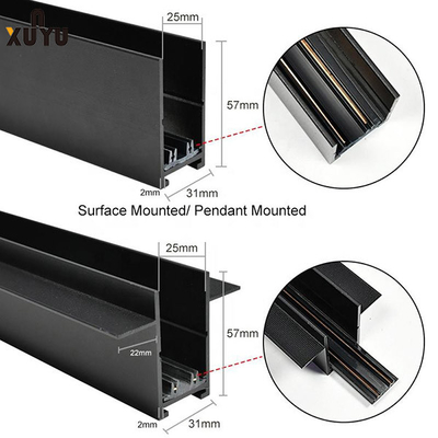 la lumière magnétique à haute tension de voie de 220v LED a enfoncé le rail en aluminium de voie de 1m/1.5m/2m