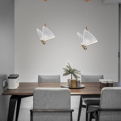 3D décoration légère pendante matérielle de papillon en verre LED pour le restaurant