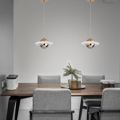 Corps en aluminium léger pendant de la soucoupe volante E27 en verre avec la surface douce