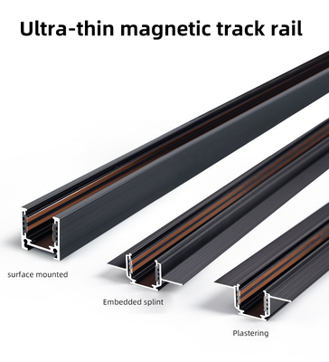 Rail de voie en aluminium 1m 2m 3m intégré monté en surface ultra mince de lumière de voie magnétique de 48V