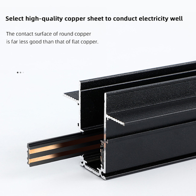 Projecteur magnétique incorporé en aluminium noir 48V 20MM de voie ferroviaire 1M 1.5M 2M