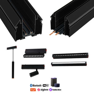 fils linéaires futés de allumage commerciaux de la lumière 220V 2 de gril de Wifi de rail de voie de plafond de tension de 25mm