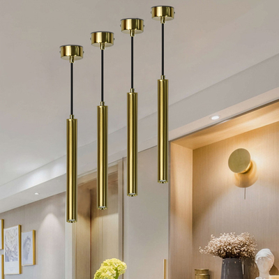 Lumière pendante de long épi tubulaire d'or de plafond pour le chevet 10W de salon